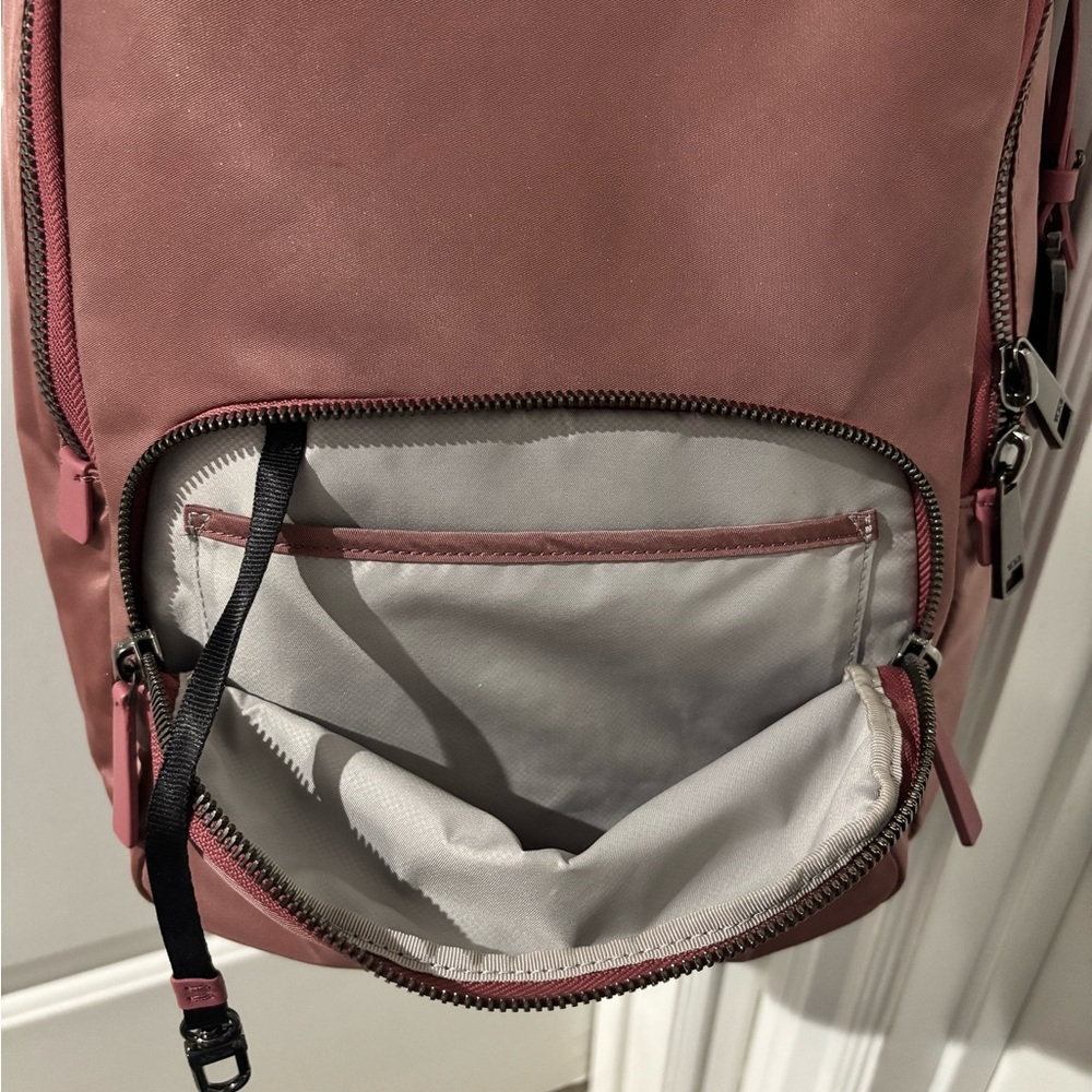 Tumi Voyageur Haley Pink Nylon Backpack Leather Trim Laptop Bag $395 Retail - Picture 11 of 11